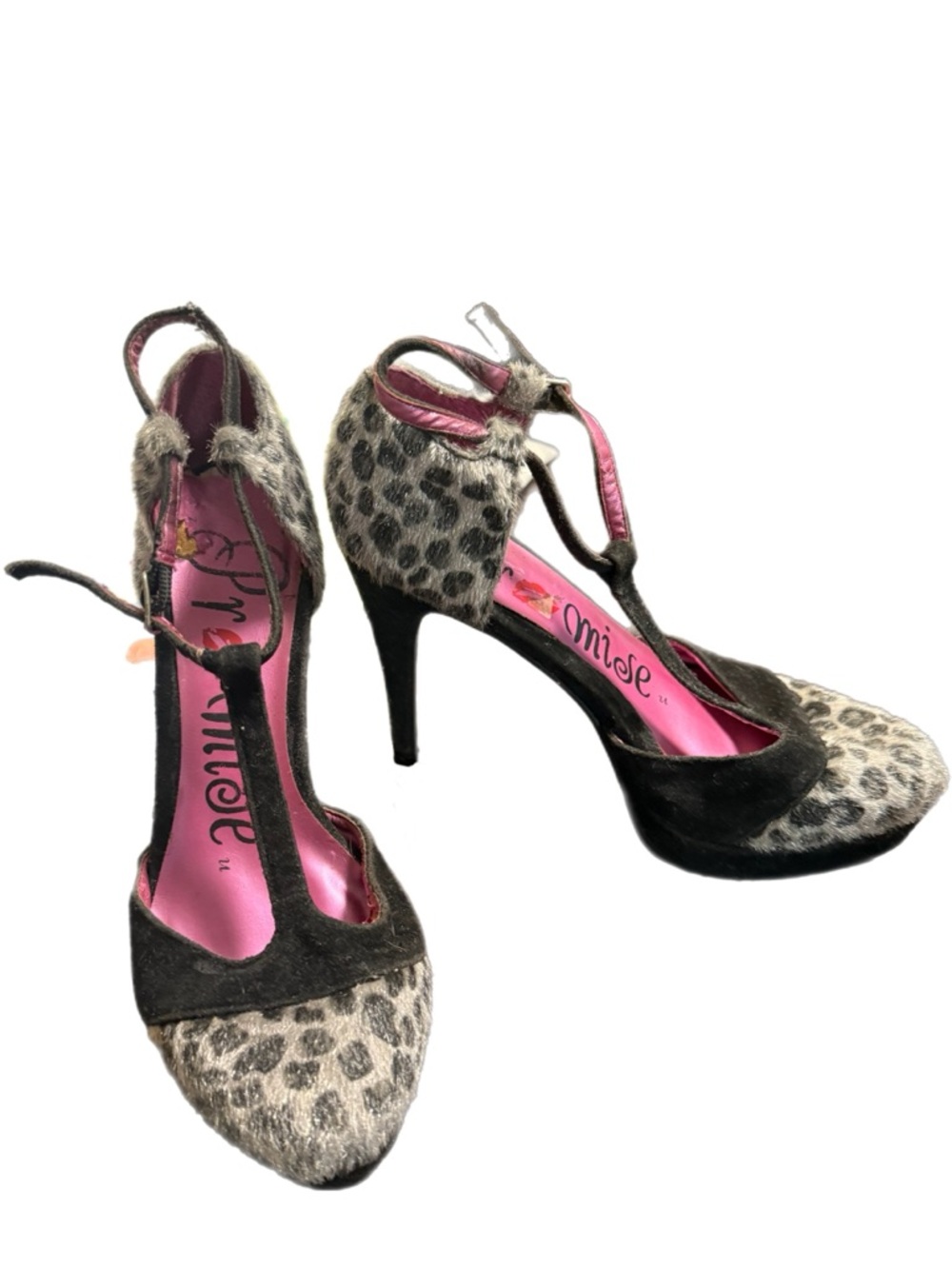 Pr💋mise Leopard Print T-Strap High Heels